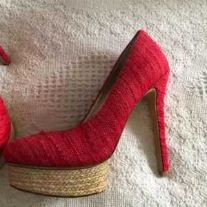 Red platform heels